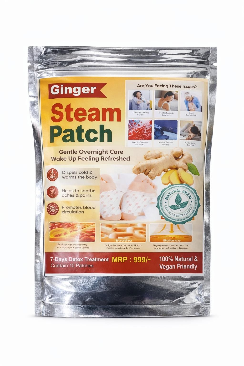 Ginger Steam Foot Patches  (Pack of 2) 5 Patches